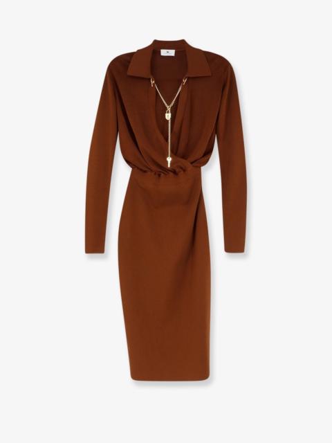ELISABETTA FRANCHI Elisabetta Franchi Viscose Blend Midi Dress Brown