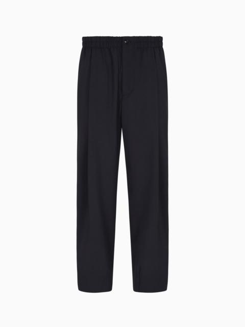 GIORGIO ARMANI SINGLE-PLEAT LIGHTWEIGHT WOOL-CANVAS TROUSERS