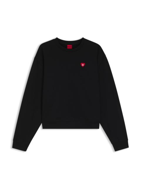 HUGO ALL-GENDER COTTON-TERRY SWEATSHIRT WITH HEART LOGO