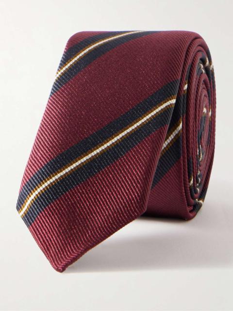 5.5cm Logo-Embroidered Striped Silk-Twill Tie