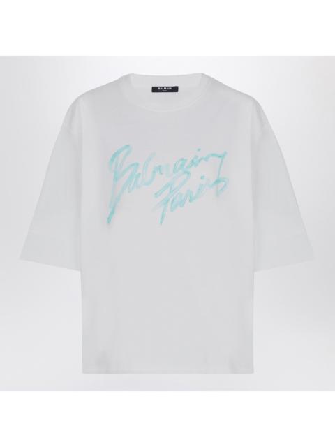 Balmain Balmain Oversized White T-Shirt With Logo Print Women