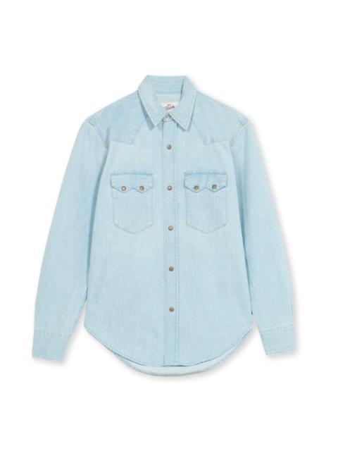 FORTELA Fortela Elpasoj Texan Bleach Wash Denim Shirt in Pale Blue at Nordstrom