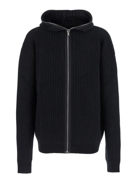 Rick Owens Rick Owens Men Black Hooded Sweatshirt With Front Zip Closure In Wool Man