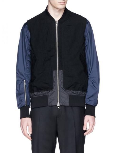 Other Designers Tim Coppens - RARE Panelled Blue Sleeve Black Bomber Jacket