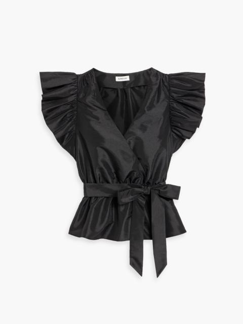 SIMKHAI Adelaide wrap-effect ruffled taffeta top