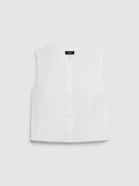 Theory Button-Up Shell Top in Linear Cotton
