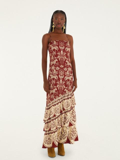 FARM RIO Dark Red Haras Sleeveless Lenzing™ Ecovero™ Viscose Maxi Dress