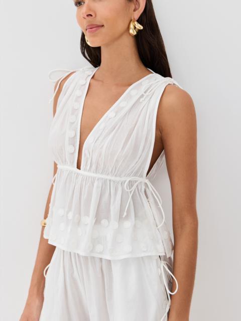 ULLA JOHNSON Anya Plunge V Neck Top Coverup