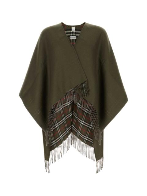 Olive Green Wool Reversible Cape