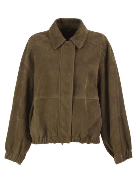 Brunello Cucinelli Brunello Cucinelli Women Suede Leather Bomber Jacket