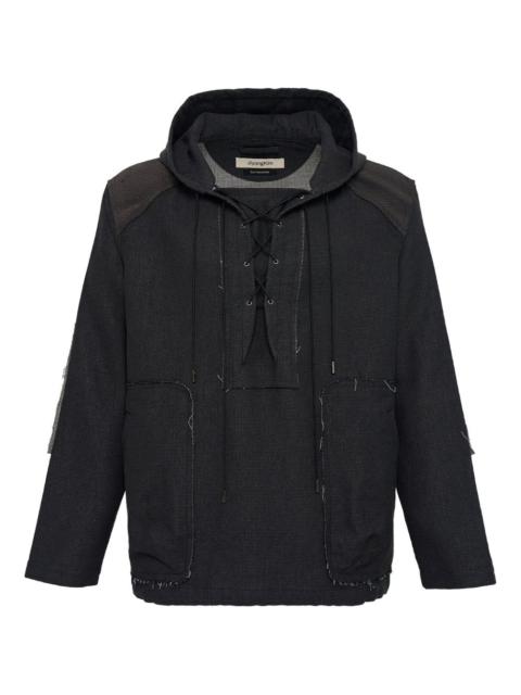 JiyongKim raw-edge drawstring hoodie