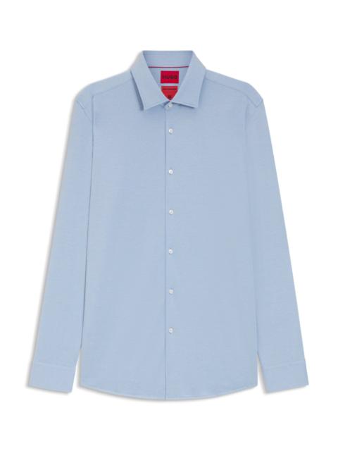 HUGO MELANGE SLIM-FIT SHIRT IN COTTON-BLEND JERSEY