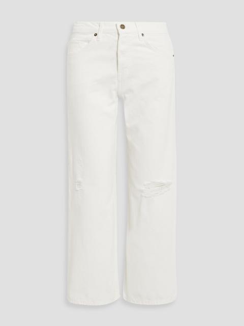 NILI LOTAN Violette cropped distressed high-rise straight-leg jeans