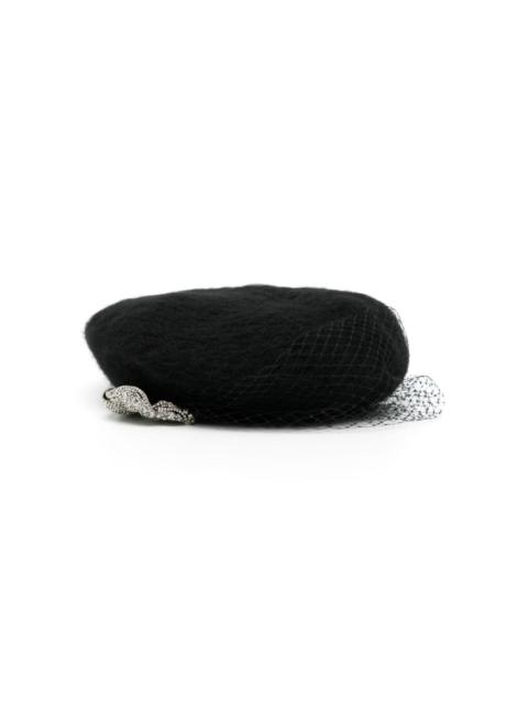 Jennifer Behr crystal-embellished voilette beret