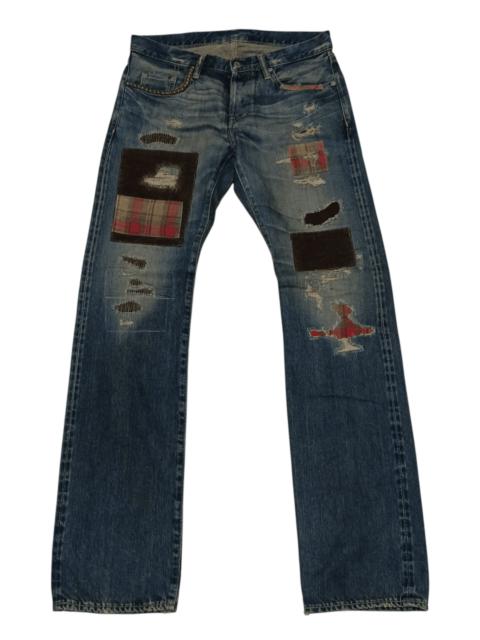 HG Slim Fit-straight Low Rise Patchwork Denim