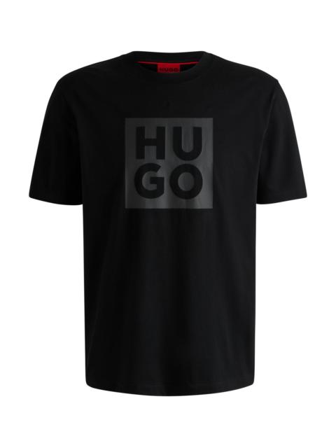 HUGO COTTON-JERSEY T-SHIRT WITH CUBISTIC LOGO PRINT