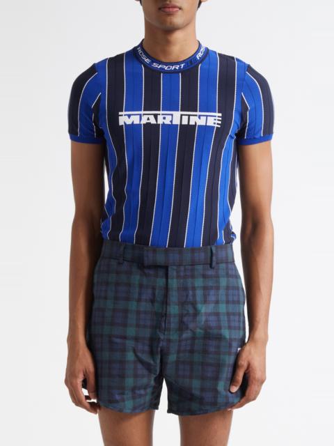 Martine Rose Martine Rose Tight Logo Jacquard Stripe T-Shirt in Blue at Nordstrom