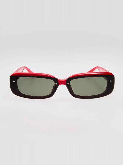 LINDA FARROW Flick Sunglasses in Red and Black