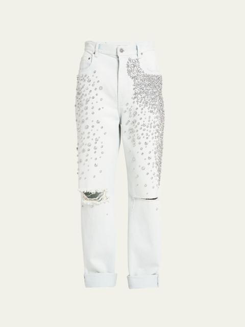 Golden Goose Kim Bleached Jeans with Crystals