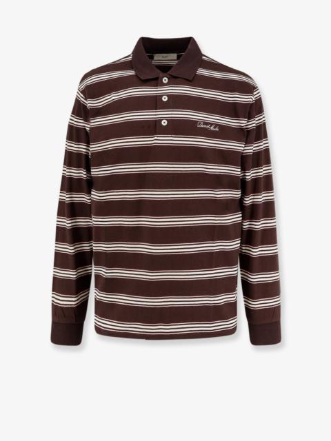 Dunst Dunst Cotton Polo Shirt Brown Stripe