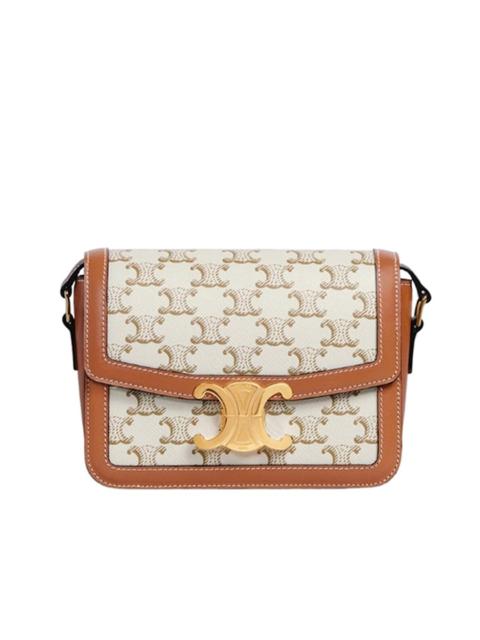 CELINE Teen Triomphe Bag in Triomphe Canvas and Calfskin