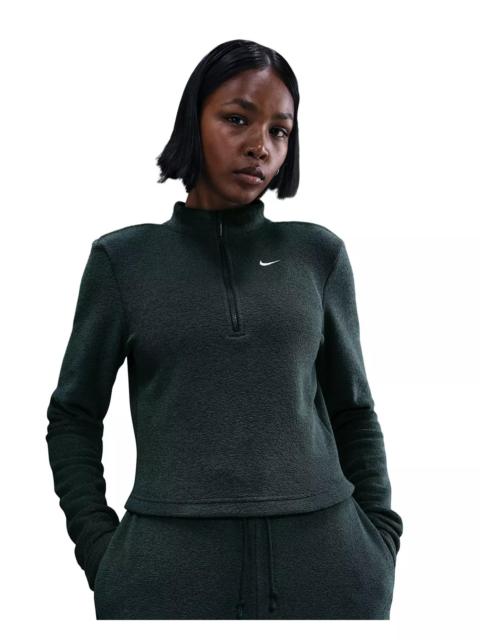 Nike Women's Sportswear Phoenix Plush Slim Long-Sleeve Cozy Fleece 1/2-Zip Top -Seaweed Green