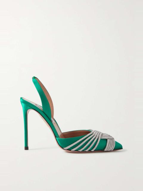 Gatsby 105 crystal-embellished satin slingback pumps