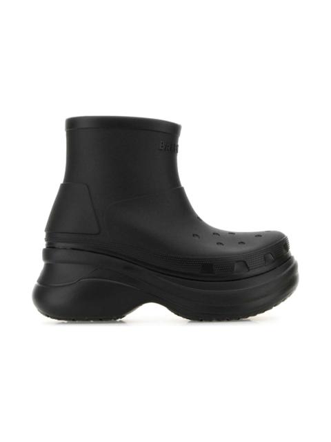 BALENCIAGA Black Rubber Crocs Ankle Boots