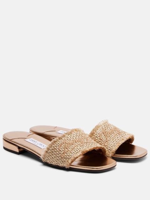JIMMY CHOO Joa embroidered woven slides