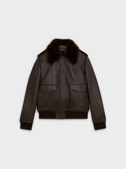 CELINE Celine Shearling Collar Aviator Jacket