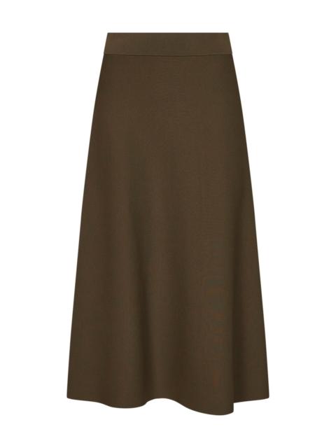 Max Mara Max Mara Women Khaki Green Viscose Crepe Mxmfuggito Flared Midi Skirt