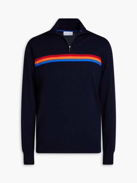 Other Designers Striped merino wool half-zip sweater