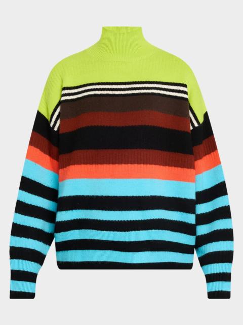 CHRISTOPHER JOHN ROGERS Striped Brushed Wool Turtleneck Sweater
