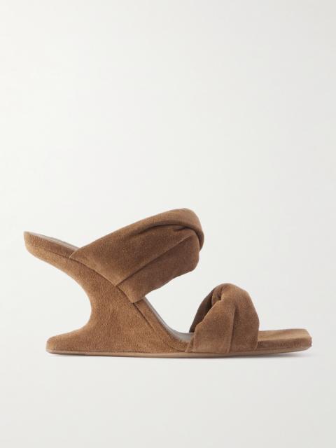 Rick Owens Twisted Cantilever Suede Wedge Mules