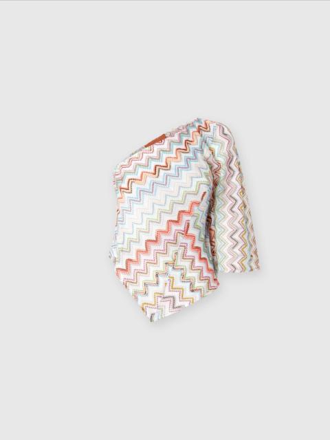 Missoni One-shoulder top with 3D lamé zig zag and wide sleeves
