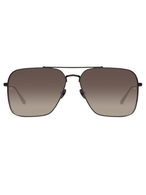 LINDA FARROW ASHER AVIATOR SUNGLASSES IN BLACK