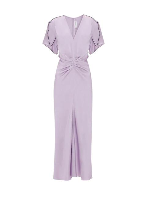 Victoria Beckham GATHERED V-NECK MIDI DRESS