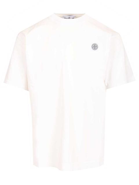 Stone Island Ss Combed Organic Cotton Jersey, Garment Dyed T-Shirt White