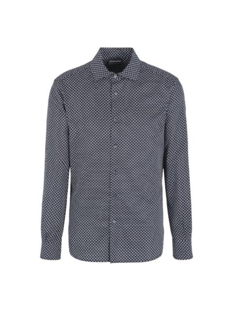 Emporio Armani All-Over Logo Print Cotton Shirt