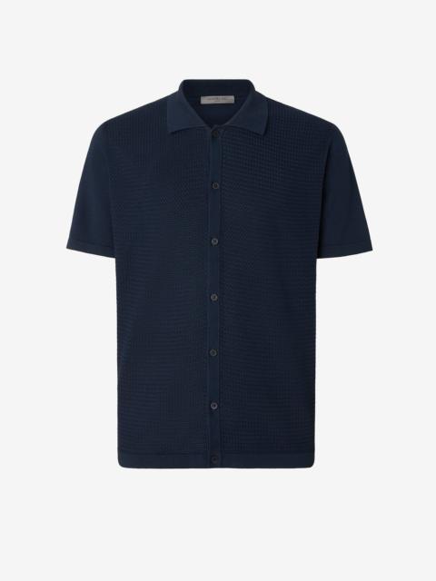 CORNELIANI Navy blue knit shirt