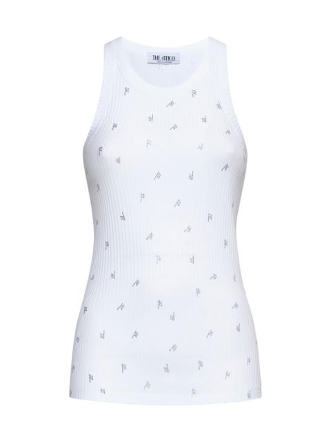 THE ATTICO White ribbed logo hotfix top