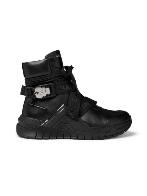 Balmain BALMAIN B-Troop Webbing-Trimmed Leather Sneakers Black (2020)