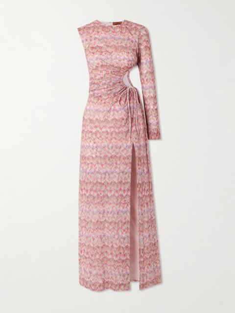 Missoni One-sleeve Cutout Metallic Crochet-knit Maxi Dress