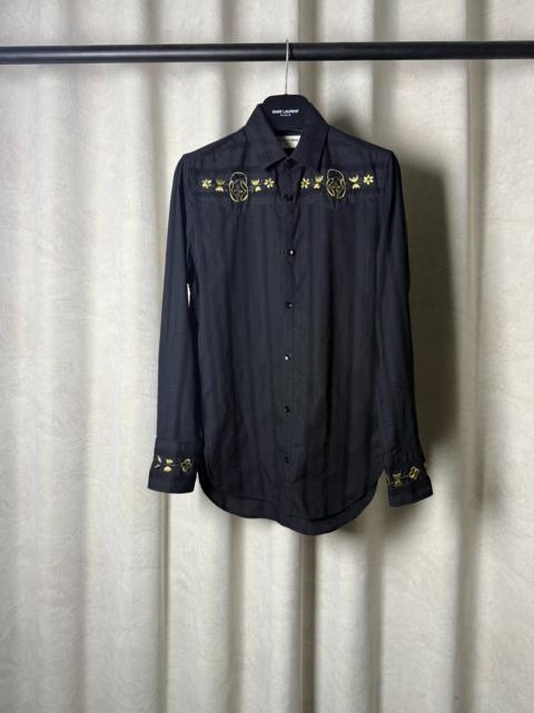 SAINT LAURENT Saint Laurent 18AW Black Floral Embroidered Shirt by Anthony Vaccarello