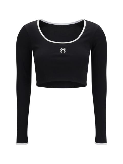 Marine Serre Marine Serre Moon Logo Bicolor Jersey Roundneck T-shirt
