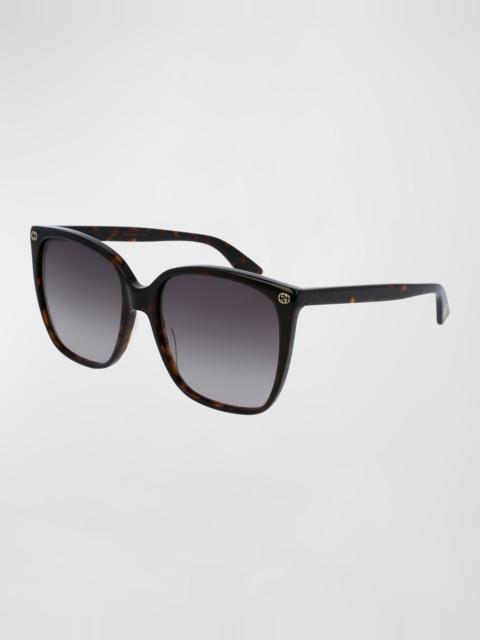 GUCCI Square Acetate Sunglasses w/ Interlocking G Detail