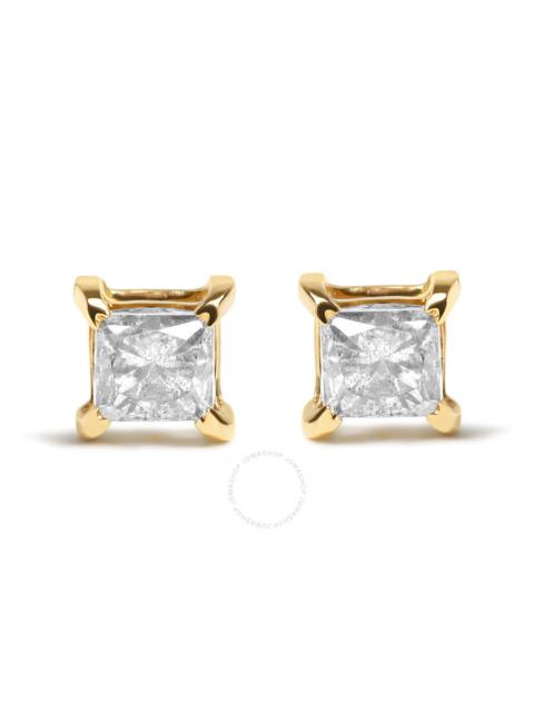 Other Designers Haus of Brilliance 14K Yellow Gold 5/8 Cttw Princess Natural Brown Color Diamond 4-Prong Stud Earrin