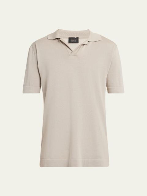 Brioni Men's Cotton and Silk Johnny Collar Polo Shirt