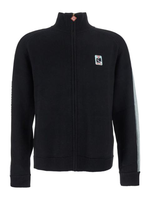 CASABLANCA Casablanca Men Black High Neck Sweatshirt With Logo Patch On The Front In Wool Man