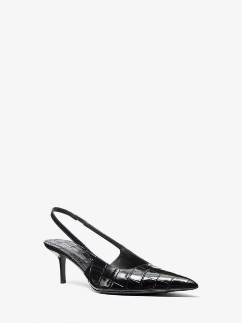 MICHAEL KORS Emma Crocodile Embossed Leather Slingback Pump